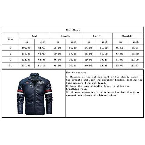  할로윈 용품chouyatou Mens Fall Light Embroidered Motorcycle Racer Faux Leather Jacket