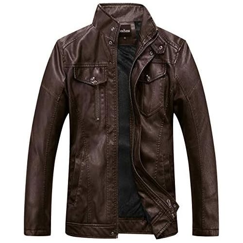  할로윈 용품Chouyatou Mens Vintage Stand Collar Pu Leather Jacket