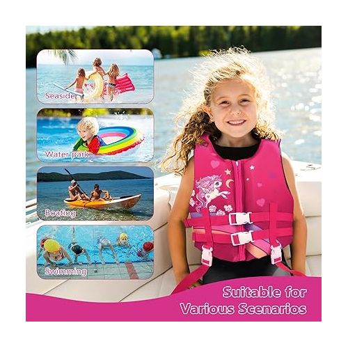  Chriffer Toddler Swim Vest Jacket for Boys Girls 20-70lbs/2-10 Years, Kids Swim Jacket with Adjustable Safety Strap for Pool Beach Learn to Swim