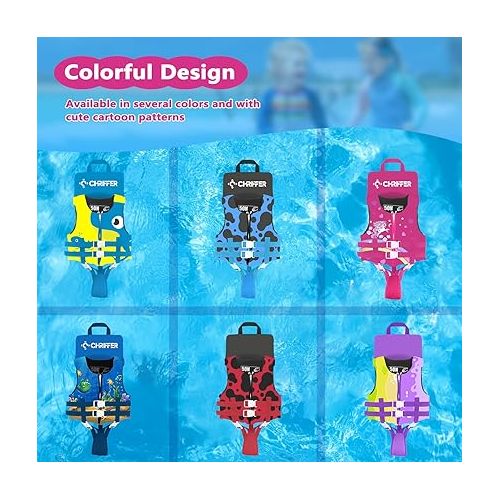  Chriffer Toddler Swim Vest Jacket for Boys Girls 20-70lbs/2-10 Years, Kids Swim Jacket with Adjustable Safety Strap for Pool Beach Learn to Swim