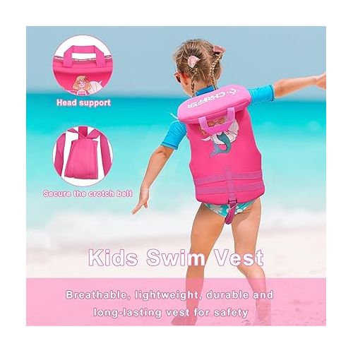  Chriffer Kids Swim Vest Life Jacket for 20-70 Pounds Boys and Girls, Zipper Style Easy On and Off, Floatation Life Jacket for 2, 3, 4, 5, 6, 7, 8 Years Old Beach Pool Water Park