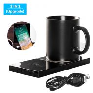 Chriffer Coffee Warmer, Mug Warmer, Electric Beverage Warmer & Qi-Certified Fast Wireless Charger, Constant Temperature 131℉/55℃, 2 IN 1 Heating Mug Cup Warmer Set for Home/Office