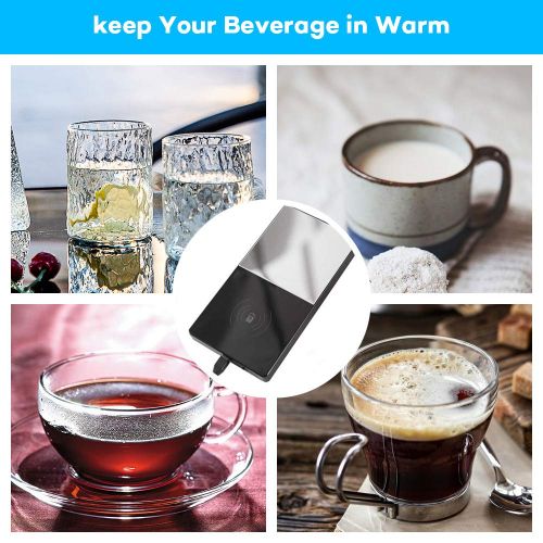  Chriffer Coffee Warmer, Mug Warmer, Electric Beverage Warmer & Qi-Certified Fast Wireless Charger, Constant Temperature 131℉/55℃, 2 IN 1 Heating Mug Cup Warmer Set for Home/Office