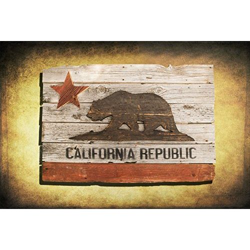  Chris Knight Creations California Republic flag, Barn Wood Edition, Wooden, vintage, art, distressed, weathered, recycled, California flag art. Repurposed