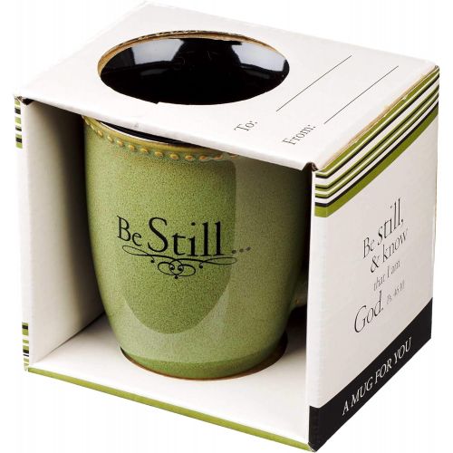  [아마존베스트]Christian Art Gifts Sage Green Stoneware Coffee/Tea Mug | Be Still  Psalm 46:10 Bible Verse | Inspirational Coffee/Tea Cup for Men and Women, 13 Ounce