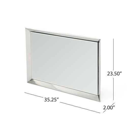  Christopher Knight Home Meriden Rectangular Wall Mirror, Clear and Stainless