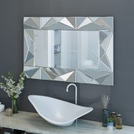 Christopher Knight Home Great Deal Furniture | Margie | Geometrical Rectangular Wall Mirror | in Silver
