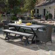 Christopher Knight Home Snyder Outdoor 5-Piece Grey Picnic Dining Set