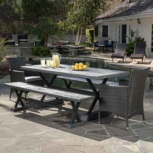  Christopher Knight Home Snyder Outdoor 5-Piece Grey Picnic Dining Set