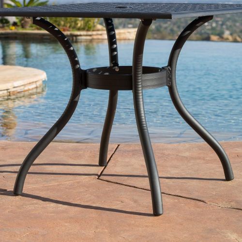  Christopher Knight Home Marietta Outdoor Furniture Dining Set, Cast Aluminum Table and Chairs for Patio or Deck (5-Piece Set)