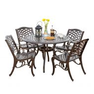 Christopher Knight Home Hallandale Outdoor Furniture Dining Set, Cast Aluminum Table and Chairs for Patio or Deck (5-Piece Set)