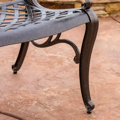  Christopher Knight Home Hallandale Outdoor Furniture Dining Set, Cast Aluminum Table and Chairs for Patio or Deck (5-Piece Set)