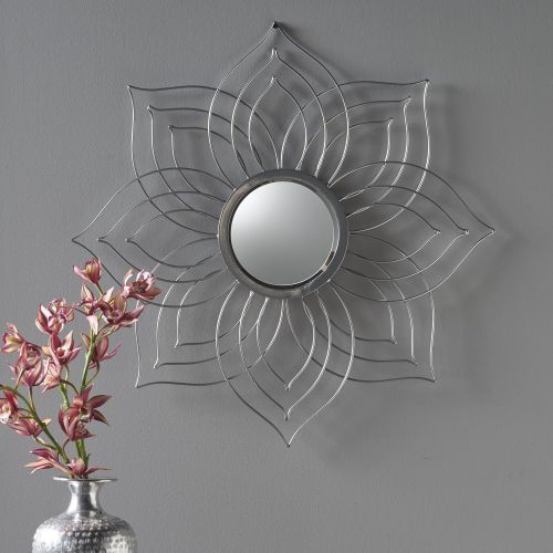  Christopher Knight Home Oakley Floral Wall Mirror, Mirror / Silver Finish