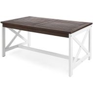 Christopher Knight Home 302804 Ivan Ckh Outdoor Accent Tables, White Base + Dark Brown Top