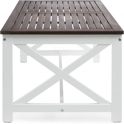  Christopher Knight Home 302804 Ivan Ckh Outdoor Accent Tables, White Base + Dark Brown Top