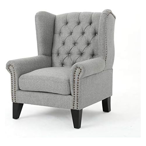  Christopher Knight Home 302087 Laird Traditional Winged Fabric Accent Chair, GreyDark Brown