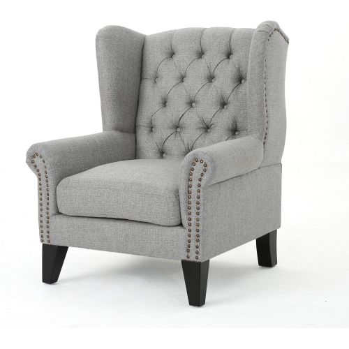  Christopher Knight Home 302087 Laird Traditional Winged Fabric Accent Chair, GreyDark Brown