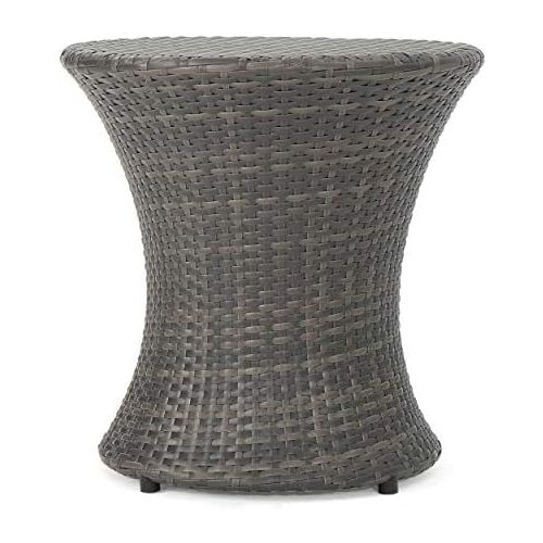  Great Deal Furniture Lorenzo Outdoor Grey Wicker Accent Table