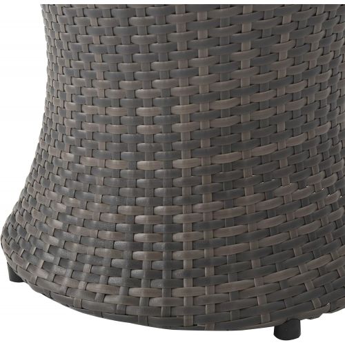  Great Deal Furniture Lorenzo Outdoor Grey Wicker Accent Table