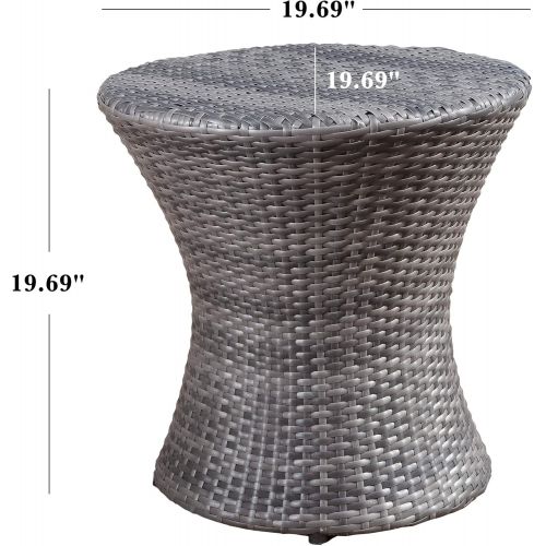  Great Deal Furniture Lorenzo Outdoor Grey Wicker Accent Table