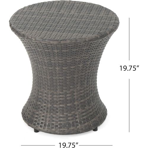  Great Deal Furniture Lorenzo Outdoor Grey Wicker Accent Table