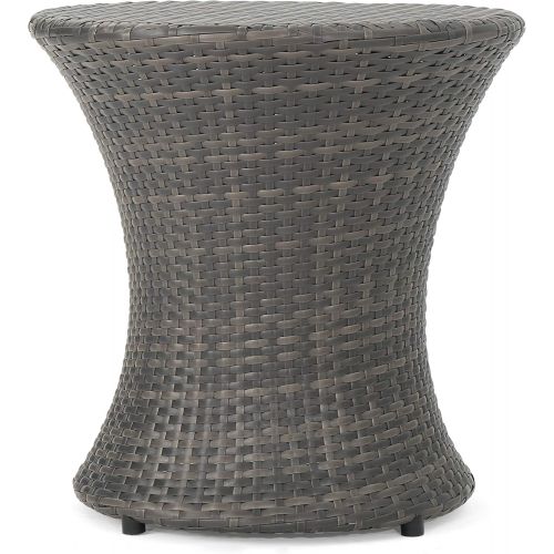  Great Deal Furniture Lorenzo Outdoor Grey Wicker Accent Table