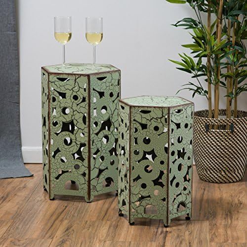  Christopher Knight Home (Set of 2) Utica Antique Style Green Accent Table