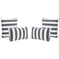 Great Deal Furniture La Jolla Outdoor Black and White Striped Water Resistant Square and Rectangular Throw Pillows (Set of 4)
