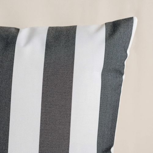  Great Deal Furniture La Jolla Outdoor Black and White Striped Water Resistant Square and Rectangular Throw Pillows (Set of 4)