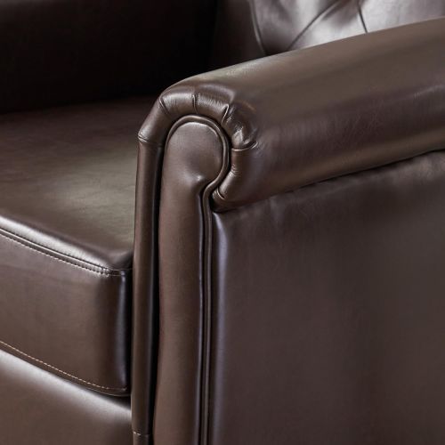  Christopher Knight Home 238597 Veronica Tufted Leather Club Chair, Brown