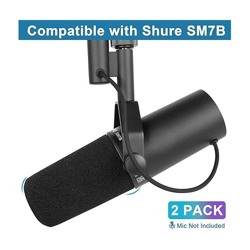 Windscreen for SM7B, 2Pack Microphone Pop Filter Foam Cover Compatible with Shure SM7B, Mic Cover Replacement for Noise Reduction By ChromLives, Black