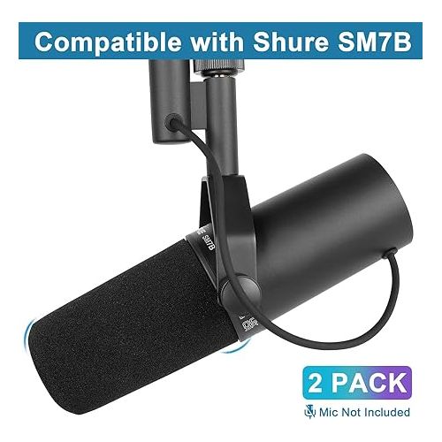  Windscreen for SM7B, 2Pack Microphone Pop Filter Foam Cover Compatible with Shure SM7B, Mic Cover Replacement for Noise Reduction By ChromLives, Black