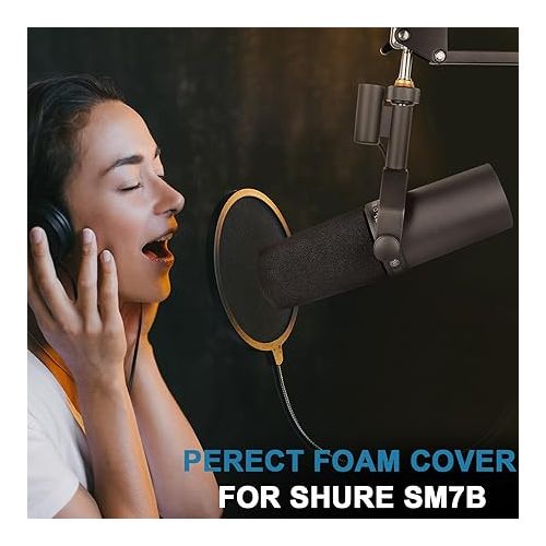  Windscreen for SM7B, 2Pack Microphone Pop Filter Foam Cover Compatible with Shure SM7B, Mic Cover Replacement for Noise Reduction By ChromLives, Black