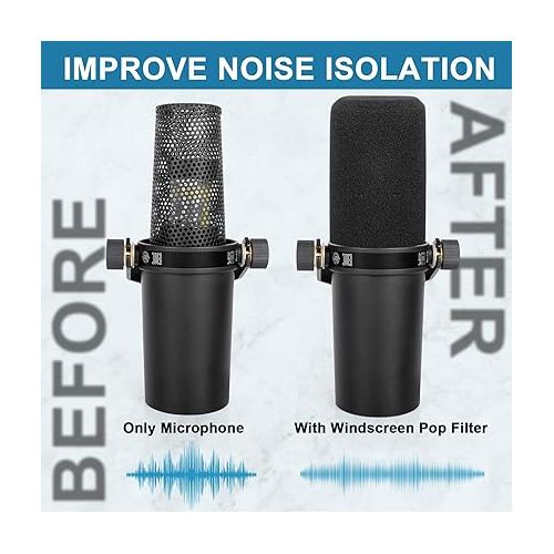  Windscreen for SM7B, 2Pack Microphone Pop Filter Foam Cover Compatible with Shure SM7B, Mic Cover Replacement for Noise Reduction By ChromLives, Black