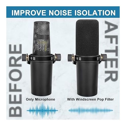  Windscreen for SM7B, 2Pack Microphone Pop Filter Foam Cover Compatible with Shure SM7B, Mic Cover Replacement for Noise Reduction By ChromLives, Black