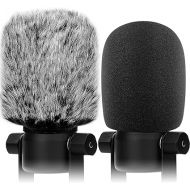 Windscreen Pop Filter Compatible with Rode Podmic, Procaster, Podcaster, NT1, NT1-A, NT2-A, NT-USB, K2, NT1000, NT2000,Mic Foam Cover +Furry Wind Muff Mic Cover Compatible with Rode Podmic,Combo 2Pack