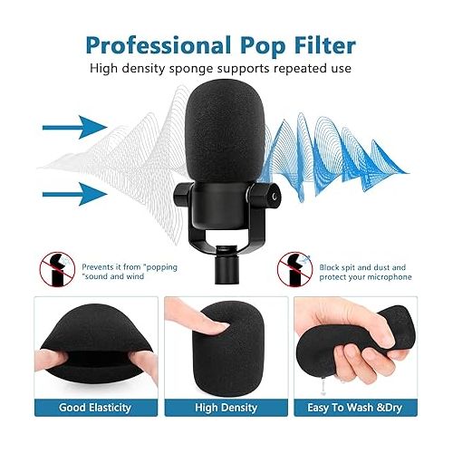  Windscreen for Rode Podmic, 2Pack Microphone Pop Filter Foam Cover Compatible with Rode Podmic, Procaster, Podcaster, NT1, NT-USB, Mic Cover Replacement for Noise Reduction By ChromLives, Black