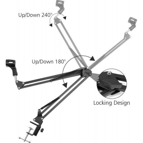  Microphone Arm Stand,Chromlives Desk Mic Stand with Pop Filter,Adjustable Suspension Scissor Boom Arm Stand with Mic Cover,5/8 Screw,Mic Holder Clip,Compatible with Blue Yeti Snowb