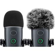 Windscreen for Blue Yeti Nano Foam Cover Furry Windscreen for Yeti Nano ChromLives Mic Wind Muff Cover Foam Compatible with Blue Yeti nano Microphone (Furry & Foam Combo 2Pack)