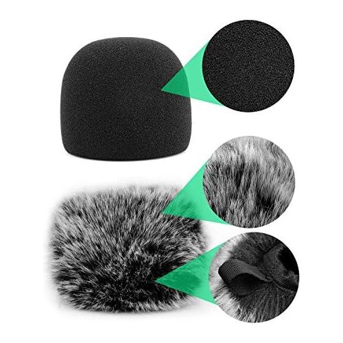  Windscreen for Blue Yeti Nano Foam Cover Furry Windscreen for Yeti Nano ChromLives Mic Wind Muff Cover Foam Compatible with Blue Yeti nano Microphone (Furry & Foam Combo 2Pack)