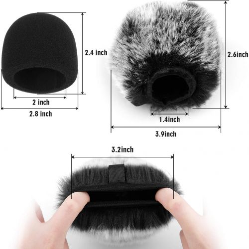  Windscreen for Blue Yeti Nano Foam Cover Furry Windscreen for Yeti Nano ChromLives Mic Wind Muff Cover Foam Compatible with Blue Yeti nano Microphone (Furry & Foam Combo 2Pack)