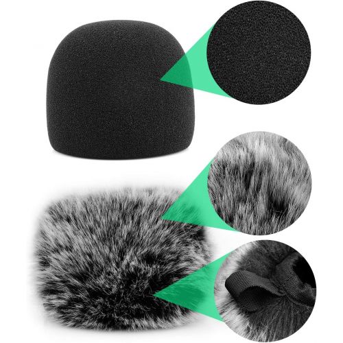  Windscreen for Blue Yeti Nano Foam Cover Furry Windscreen for Yeti Nano ChromLives Mic Wind Muff Cover Foam Compatible with Blue Yeti nano Microphone (Furry & Foam Combo 2Pack)