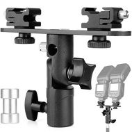 ChromLives Dual Flash Bracket Hot Shoe Speedlight Stand Umbrella Holder Light Stand Bracket Mount 1/4 to 3/8 Compatible with Studio Video DSLR Camera Canon Nikon Yongnuo