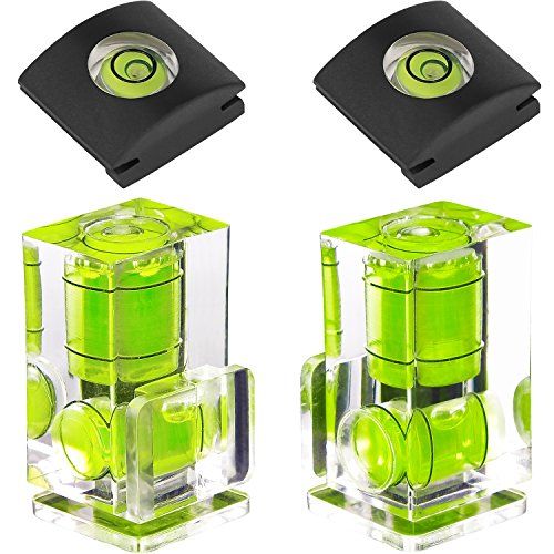  Hot Shoe Level, 4Pack ChromLives Hot Shoe Bubble Level Camera Hot Shoe Cover 2 Axis Bubble Spirit Level Compatible with DSLR Film Camera Canon Nikon Olympus,Combo Pack - 2 Axis and