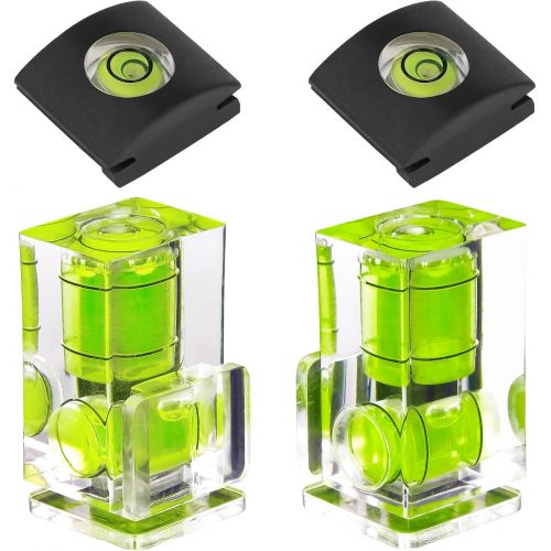  Hot Shoe Level, 4Pack ChromLives Hot Shoe Bubble Level Camera Hot Shoe Cover 2 Axis Bubble Spirit Level Compatible with DSLR Film Camera Canon Nikon Olympus,Combo Pack - 2 Axis and