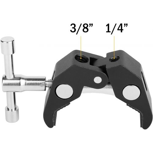  ChromLives Super Clamp Photography Camera Crab Clamp with 1/4-20 to 1/4 20 Screw Converter for 15mm Rods/Lights/Umbrellas/Shelves/Cross Bars and More