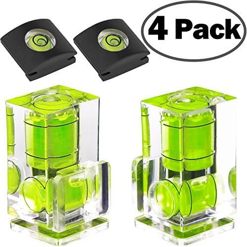  Hot Shoe Level, 4Pack ChromLives Hot Shoe Bubble Level Camera Hot Shoe Cover 2 Axis Bubble Spirit Level Compatible with DSLR Film Camera Canon Nikon Olympus,Combo Pack - 2 Axis and