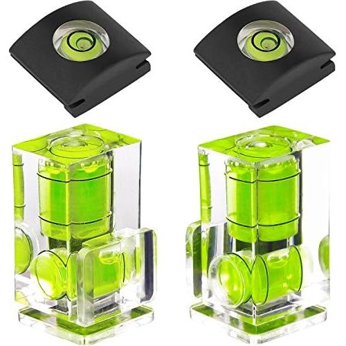  Hot Shoe Level, 4Pack ChromLives Hot Shoe Bubble Level Camera Hot Shoe Cover 2 Axis Bubble Spirit Level Compatible with DSLR Film Camera Canon Nikon Olympus,Combo Pack - 2 Axis and