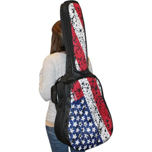  ChromaCast Padded Electric Guitar Gig Bag with American Flag Graphics