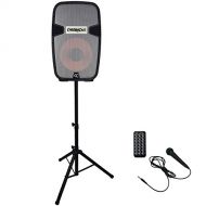 ChromaCast Portable PA 2 Channel 2 Way Rechargeable Active 120 watt Sound System w/Bluetooth, Speaker Lights, Microphone & Stand